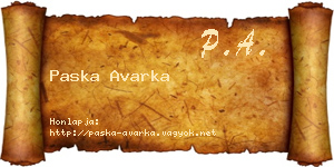 Paska Avarka névjegykártya